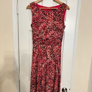 Colorful sleeveless lined zip up dress